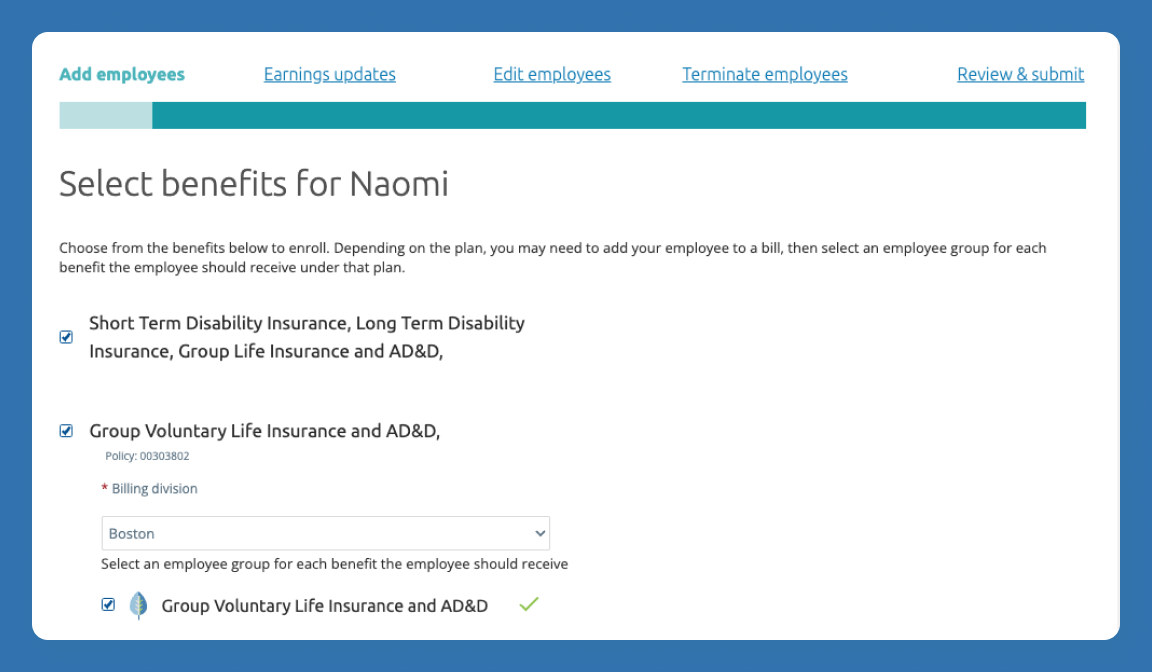 screenshot of app